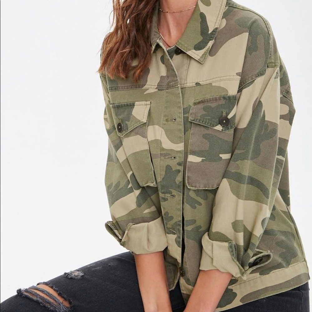 Camo Print Denim Jacket